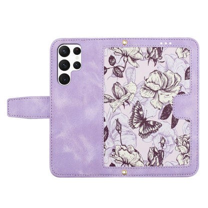 For Samsung Galaxy S25 Ultra 5G Floral Pattern Leather Phone Case with Lanyard(Light Purple) - Galaxy S25 Ultra 5G Cases by buy2fix | Online Shopping UK | buy2fix