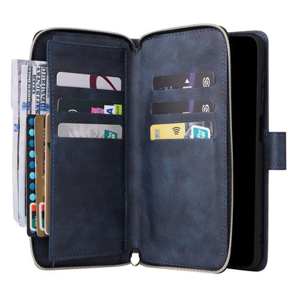 For Samsung Galaxy S25+ 5G 9-Card Slots Zipper Wallet Bag Leather Phone Case(Blue) - Galaxy S25+ 5G Cases by buy2fix | Online Shopping UK | buy2fix