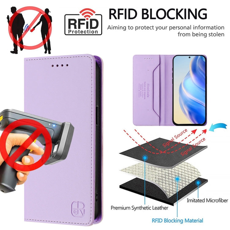 For OnePlus 13 RC01 Dual-Folded Magnetic Suction RFID Leather Phone Case(Light Purple) - OnePlus Cases by buy2fix | Online Shopping UK | buy2fix