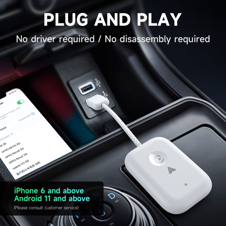 2 in 1 Apple CarPlay / Android Auto USB, Type-C Dual Ports Wired to Wireless CarPlay Adapter(White) - Bluetooth Adapters by buy2fix | Online Shopping UK | buy2fix