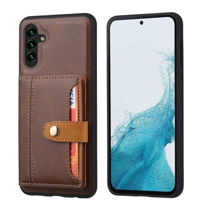 For Samsung Galaxy S25 5G Calfskin Card Slot TPU Hybrid PU Phone Case(Brown) - Galaxy S25 5G Cases by buy2fix | Online Shopping UK | buy2fix