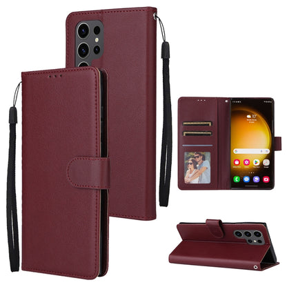 For Samsung Galaxy S25 Ultra 5G 3-Card Slots Multifunctional Leather Phone Case(Wine Red) - Galaxy S25 Ultra 5G Cases by buy2fix | Online Shopping UK | buy2fix