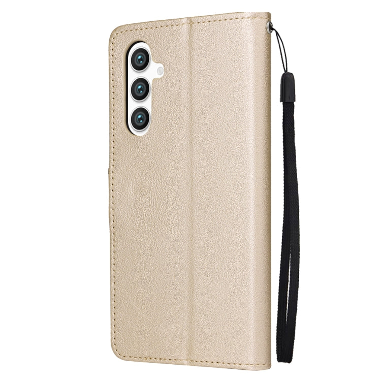 For Samsung Galaxy S25 5G 3-Card Slots Multifunctional Leather Phone Case(Gold) - Galaxy S25 5G Cases by buy2fix | Online Shopping UK | buy2fix