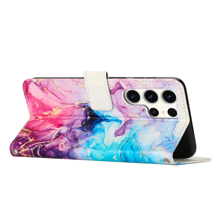 For Samsung Galaxy S25 Ultra 5G Painted Marble Pattern Leather Phone Case(Pink Purple) - Galaxy S25 Ultra 5G Cases by buy2fix | Online Shopping UK | buy2fix