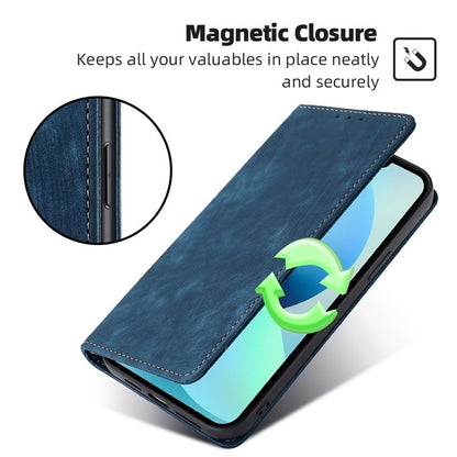 For Samsung Galaxy S25 Ultra 5G RFID Anti-theft Brush Magnetic Leather Phone Case(Blue) - Galaxy S25 Ultra 5G Cases by buy2fix | Online Shopping UK | buy2fix