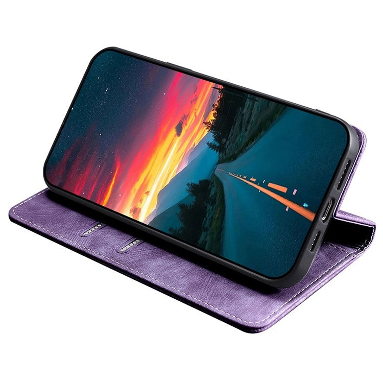 For Samsung Galaxy S25 Ultra 5G RFID Anti-theft Brush Magnetic Leather Phone Case(Purple) - Galaxy S25 Ultra 5G Cases by buy2fix | Online Shopping UK | buy2fix