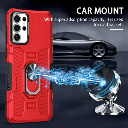 For Samsung Galaxy S25 Ultra 5G Ring Holder Armor Hybrid Phone Case(Red) - Galaxy S25 Ultra 5G Cases by buy2fix | Online Shopping UK | buy2fix