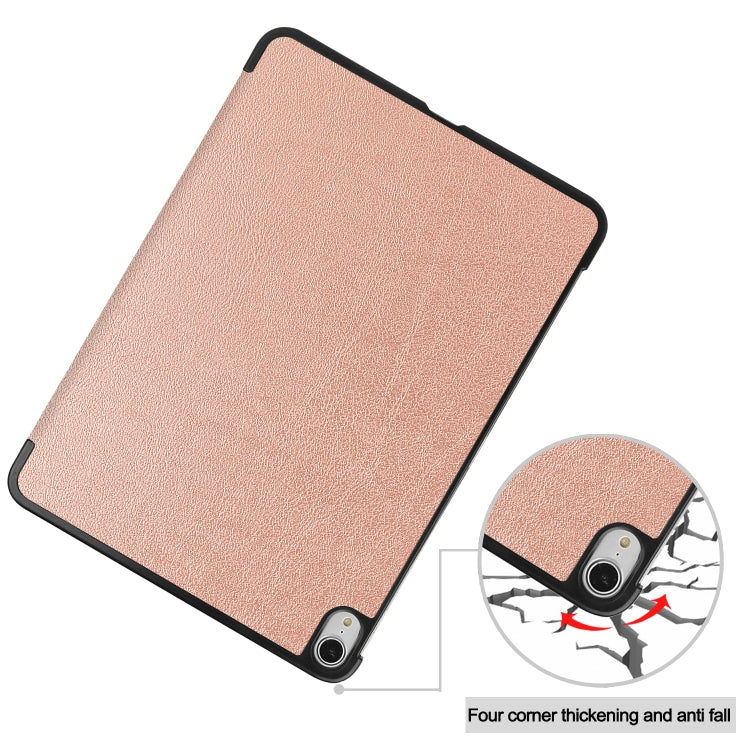 For iPad Air 11 2024 / 2022 / 2020 10.9 Custer Texture Horizontal Flip Leather Case with Three-folding Holder & Sleep / Wake-up Function(Rose Gold) - iPad Air (2022) / (2020) 10.9 Cases by buy2fix | Online Shopping UK | buy2fix