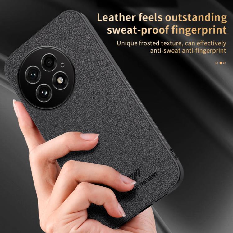 For OnePlus 13 HUIYI Leather Magnetic Phone Case(Black) - OnePlus Cases by buy2fix | Online Shopping UK | buy2fix