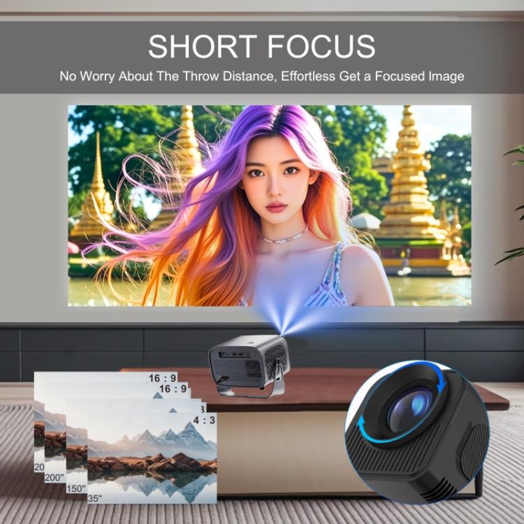 A10 Plus 1280 x 720P 200ANSI Amlogic H713 CPU Android 11.0 Smart Projector, UK Plug(Metal Grey) - LED Projector by buy2fix | Online Shopping UK | buy2fix