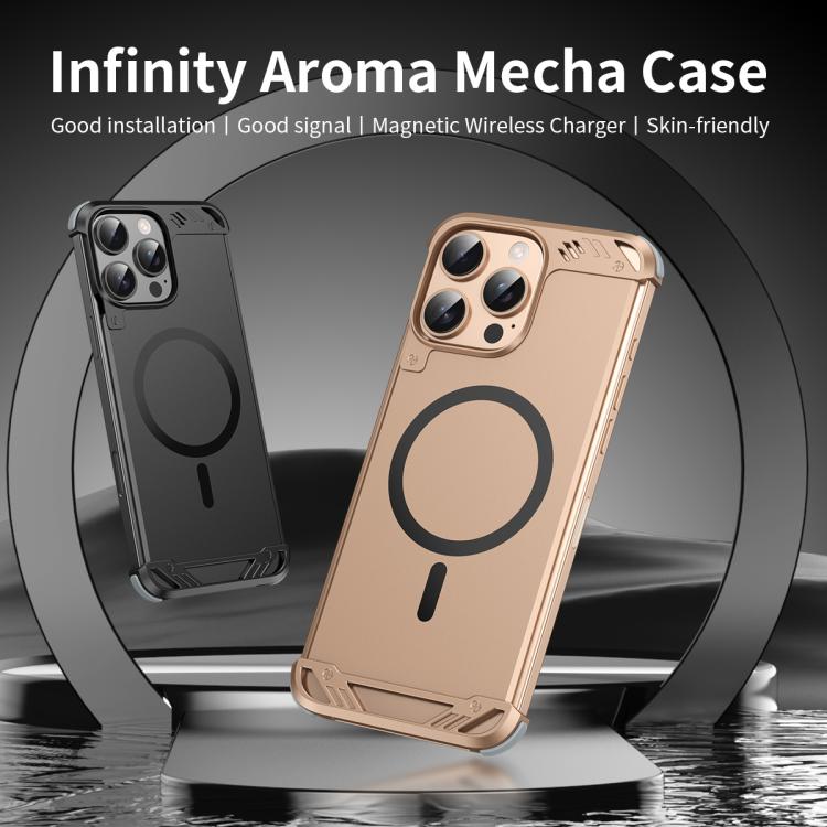 For iPhone 16 R-JUST RJ63 Frameless Aroma Mecha MagSafe Phone Case(Desert Gold) - iPhone 16 Cases by R-JUST | Online Shopping UK | buy2fix