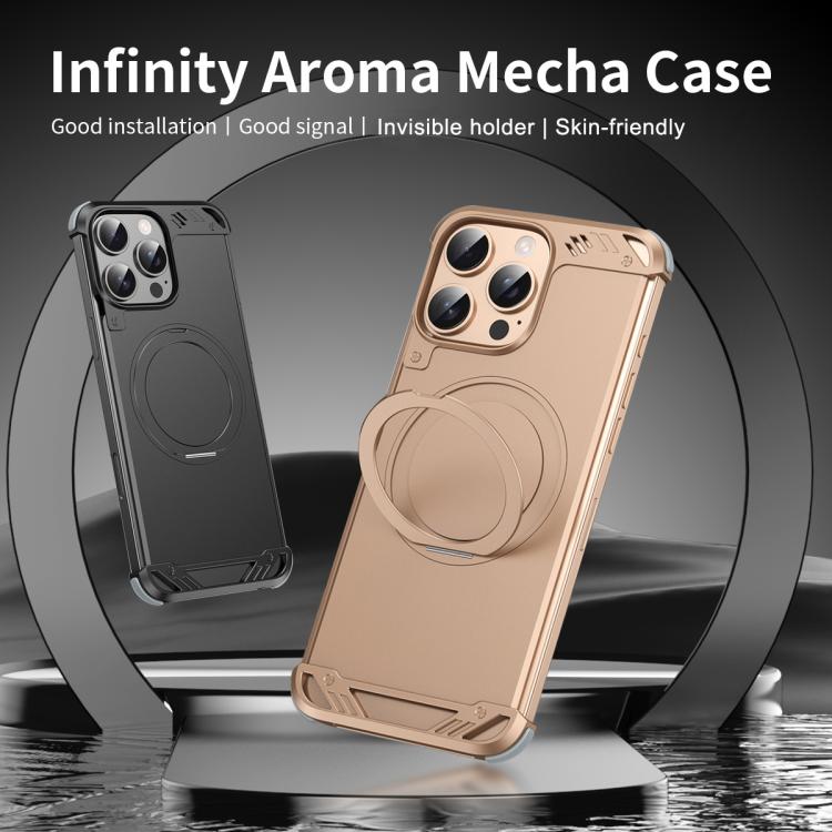 For iPhone 16 Pro Max R-JUST RJ63-1 Frameless Aroma Mecha MagSafe Holder Phone Case(Titanium) - iPhone 16 Pro Max Cases by R-JUST | Online Shopping UK | buy2fix