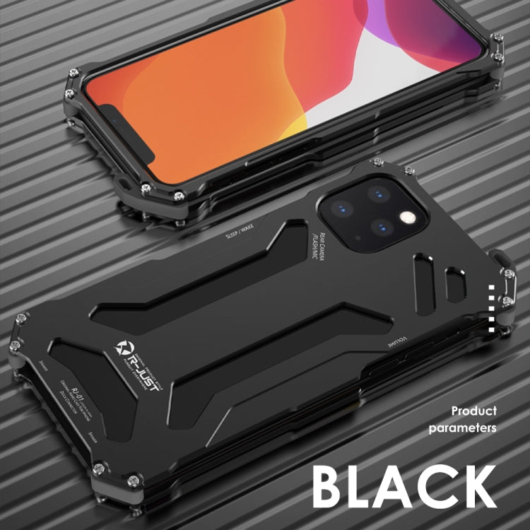 For iPhone 12 Pro Max R-JUST Shockproof Armor Metal Protective Case(Black) - iPhone 12 Pro Max Cases by R-JUST | Online Shopping UK | buy2fix