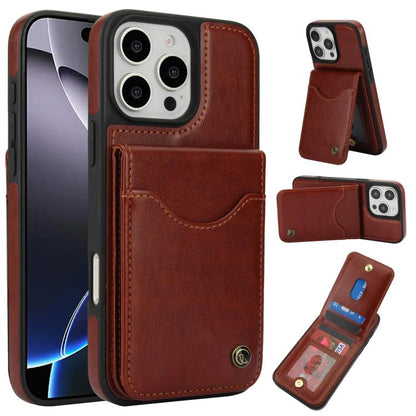 For iPhone 16 Pro Max AwQuer Vertical Flip Card Bag Holder Leather Phone Case(Brown) - iPhone 16 Pro Max Cases by Awquer | Online Shopping UK | buy2fix