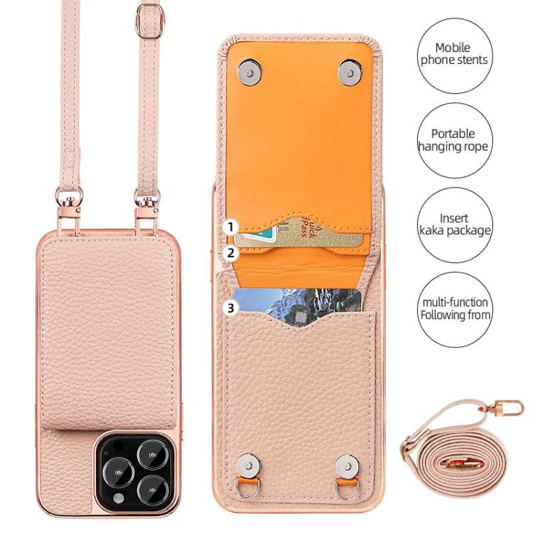 For iPhone 16 VIETAO Litchi Texture Wallet PU Phone Case with Lanyard(Orange) - iPhone 16 Cases by VIETAO | Online Shopping UK | buy2fix