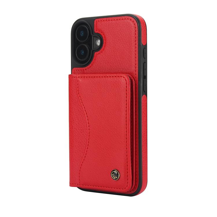 For iPhone 16 AwQuer Horizontal Flip Card Bag Holder Leather Phone Case(Red) - iPhone 16 Cases by Awquer | Online Shopping UK | buy2fix