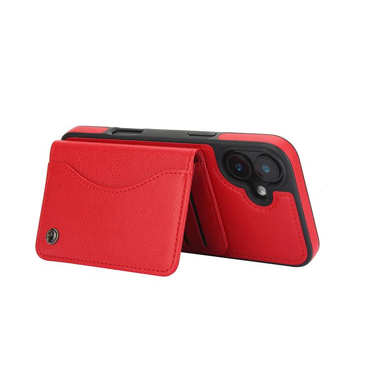 For iPhone 16 AwQuer Horizontal Flip Card Bag Holder Leather Phone Case(Red) - iPhone 16 Cases by Awquer | Online Shopping UK | buy2fix