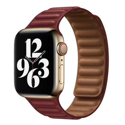 For Apple Watch Ultra 49mm&Watch Ultra 2 49mm / Series 9&8&7 45mm / SE 3&SE 2&6&SE&5&4 44mm / 3&2&1 42mm Leather Watch Band (Wine Red) - Watch Bands by buy2fix | Online Shopping UK | buy2fix