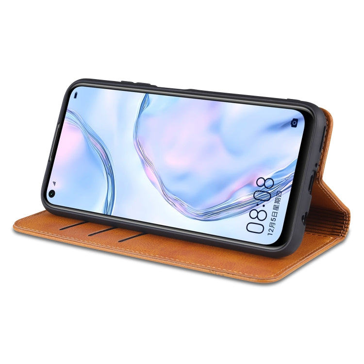 For Huawei P40 Lite / nova 6 SE AZNS Magnetic Calf Texture Horizontal Flip Leather Case with Card Slots & Holder & Wallet(Dark Brown) - Huawei Cases by AZNS | Online Shopping UK | buy2fix