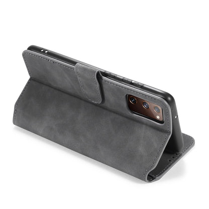 For Samsung Galaxy S20 FE DG.MING Retro Oil Side Horizontal Flip Case with Holder & Card Slots & Wallet(Grey) - Galaxy S20 FE Cases by DG.MING | Online Shopping UK | buy2fix