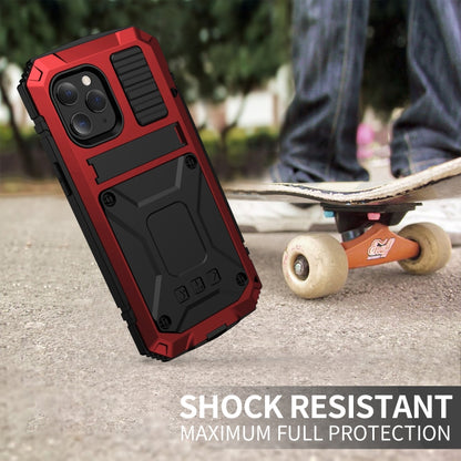 For iPhone 12 / 12 Pro R-JUST Shockproof Waterproof Dust-proof Metal + Silicone Protective Case with Holder(Red) - iPhone 12 / 12 Pro Cases by R-JUST | Online Shopping UK | buy2fix