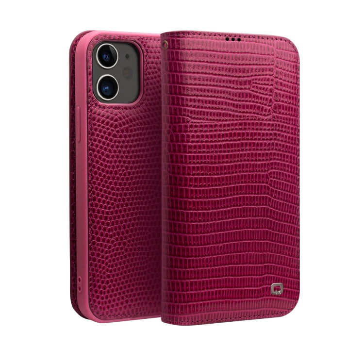 For iPhone 12 mini QIALINO Crocodile Texture Horizontal Flip Leather Case with Card Slots & Wallet (Rose Red) - iPhone 12 mini Cases by QIALINO | Online Shopping UK | buy2fix