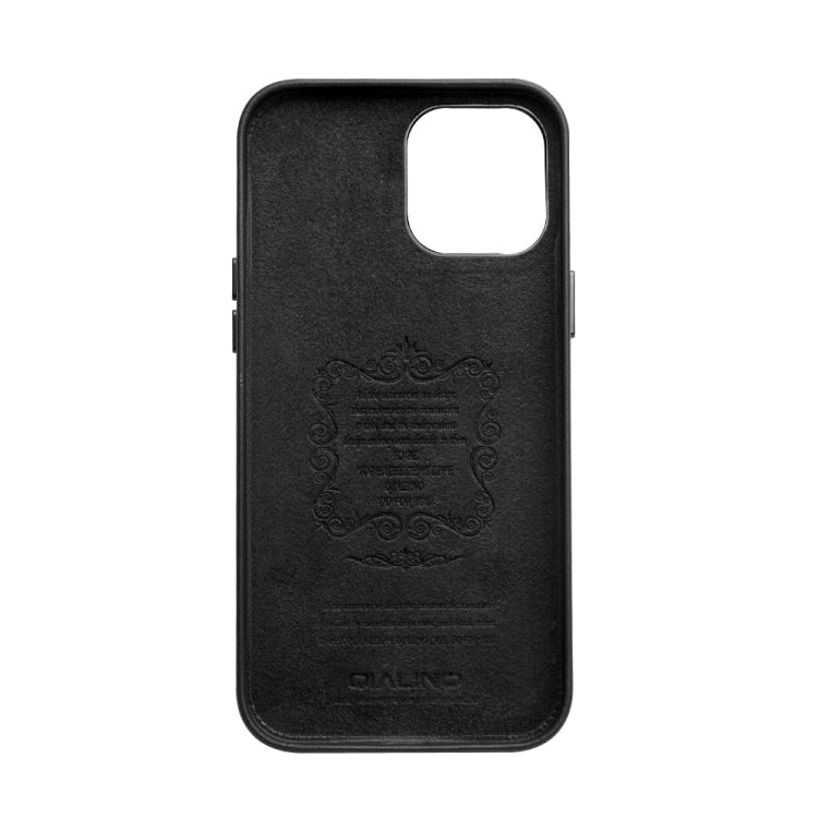For iPhone 12 mini QIALINO Shockproof Cowhide Leather Protective Case (Black) - iPhone 12 mini Cases by QIALINO | Online Shopping UK | buy2fix