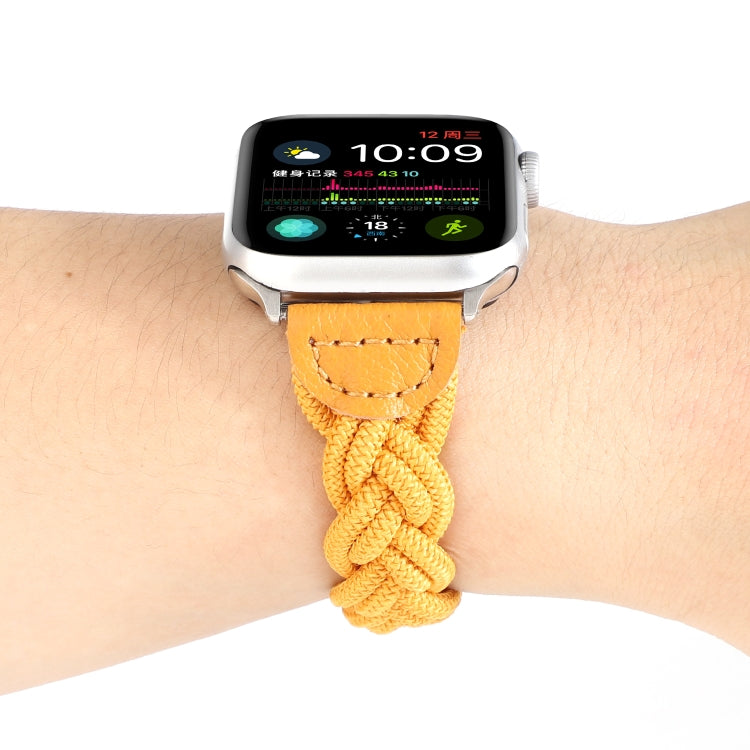 Elastic Woven Watch Band For Apple Watch Ultra 49mm&Watch Ultra 2 49mm / Series 9&8&7 45mm / SE 3&SE 2&6&SE&5&4 44mm / 3&2&1 42mm, Length:120mm(Yellow) - Watch Bands by buy2fix | Online Shopping UK | buy2fix