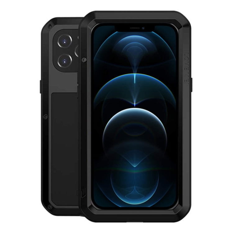 For iPhone 12 Pro Max LOVE MEI Metal Shockproof Life Waterproof Dustproof Protective Case(Black) - iPhone 12 Pro Max Cases by LOVE MEI | Online Shopping UK | buy2fix