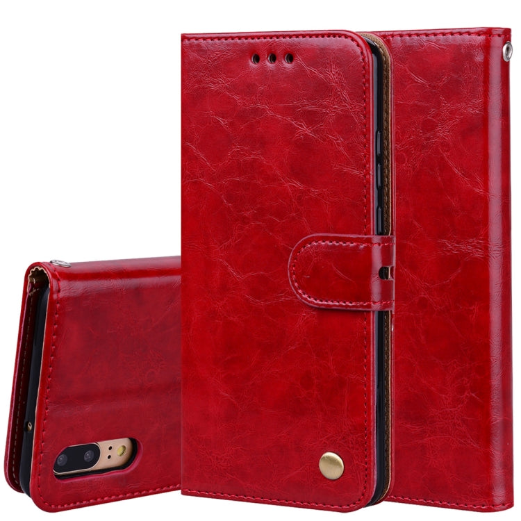 For Huawei P20 Business Style Oil Wax Texture Horizontal Flip Leather Case with Holder & Card Slots & Wallet(Red) - Huawei Cases by buy2fix | Online Shopping UK | buy2fix