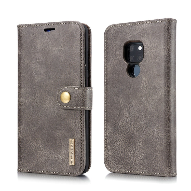 DG.MING Crazy Horse Texture Flip Detachable Magnetic Leather Case for Huawei Mate 20, with Holder & Card Slots & Wallet (Grey) - Huawei Cases by DG.MING | Online Shopping UK | buy2fix