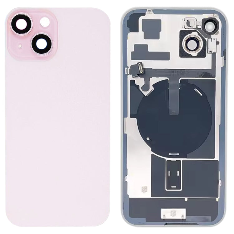 For iPhone 15 Plus Glass Battery Back Cover with Flash Bracket + Wireless Charging Module(Pink) - Back Cover by buy2fix | Online Shopping UK | buy2fix