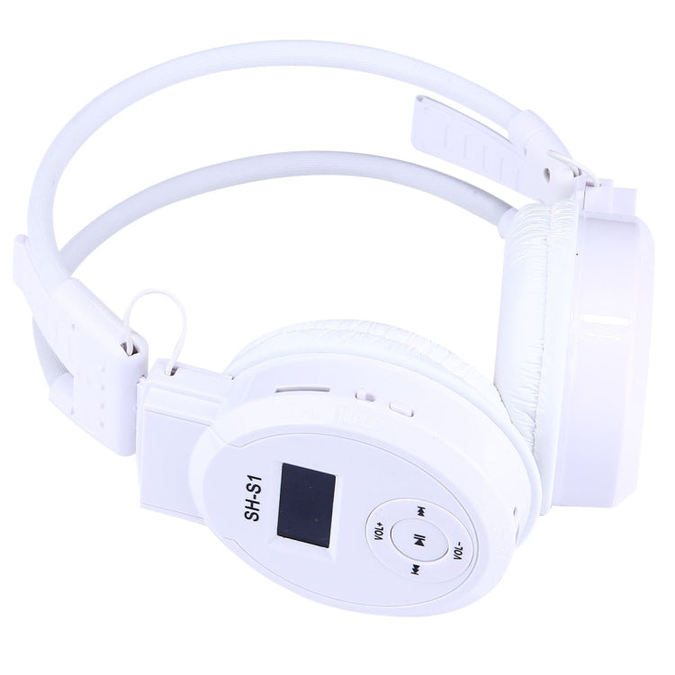 SH-S1 Folding Stereo HiFi Wireless Sports Headphone Headset with LCD Screen to Display Track Information & SD / TF Card, For Smart Phones & iPad & Laptop & Notebook & MP3 or Other Audio Devices(White) - Headset & Headphone by buy2fix | Online Shopping UK | buy2fix