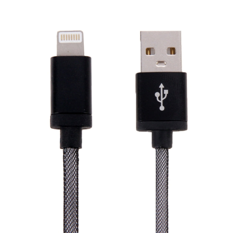 1m Net Style Metal Head 8 Pin to USB Data / Charger Cable(Black) - Normal Style Cable by buy2fix | Online Shopping UK | buy2fix