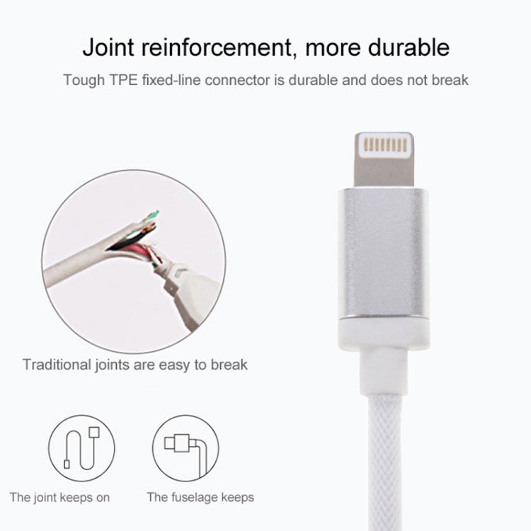 1m Net Style Metal Head 8 Pin to USB Data / Charger Cable(White) - Normal Style Cable by buy2fix | Online Shopping UK | buy2fix