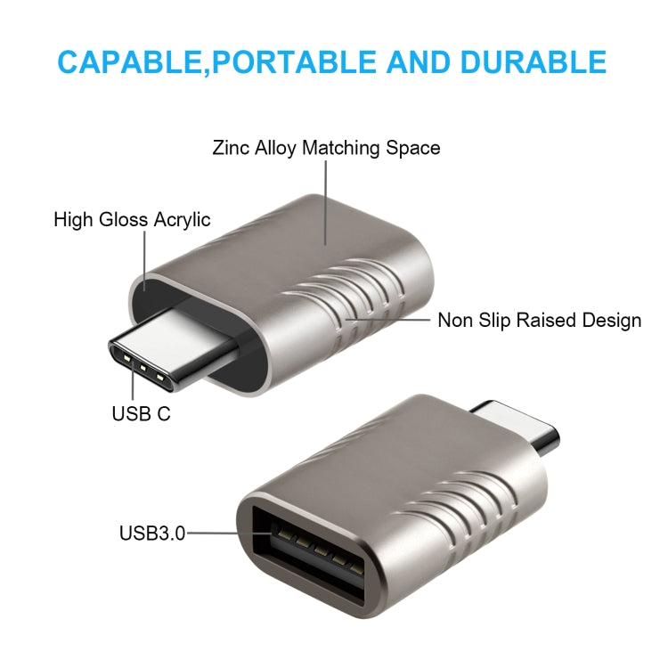 2 PCS SBT-148 USB-C / Type-C Male to USB 3.0 Female Zinc Alloy Adapter(Cosmic Grey) - Converter & Adapter by buy2fix | Online Shopping UK | buy2fix