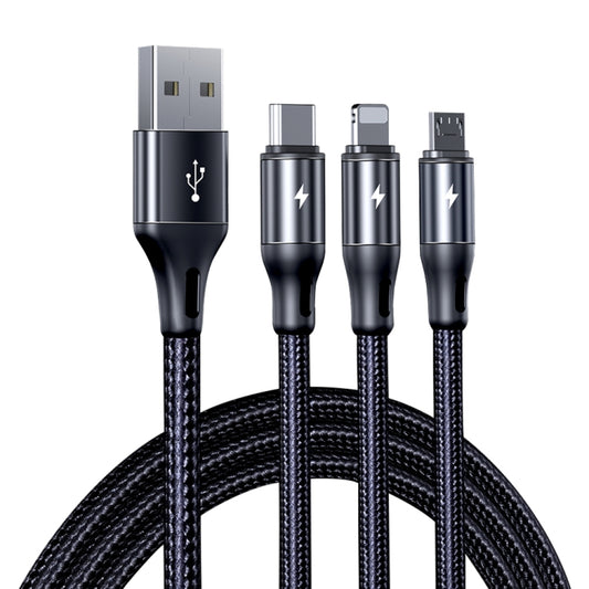ROCK G18 Flash Charge Series 3 in 1 Data Cable USB to 8PIN + USB-C / Type-C + Micro USB Charging Cable, Cable Length: 120cm - Multifunction Cable by ROCK | Online Shopping UK | buy2fix