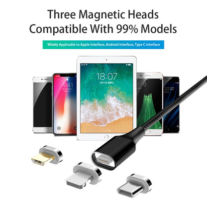 M11 3 in 1 3A USB to 8 Pin + Micro USB + USB-C / Type-C Nylon Braided Magnetic Data Cable, Cable Length: 2m (Silver) - Charging Cable & Head by buy2fix | Online Shopping UK | buy2fix