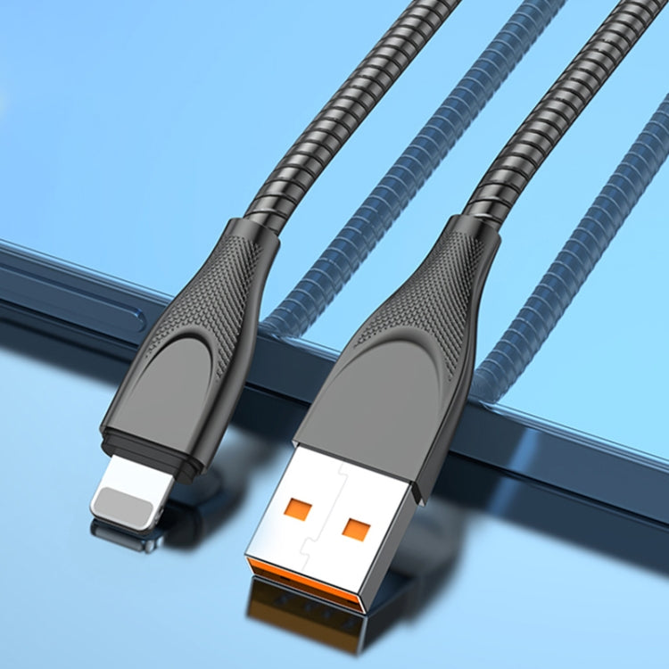 ADC-009 USB to 8 Pin Zinc Alloy Hose Fast Charging Data Cable, Cable Length: 1m (Gun Metal) - Normal Style Cable by buy2fix | Online Shopping UK | buy2fix