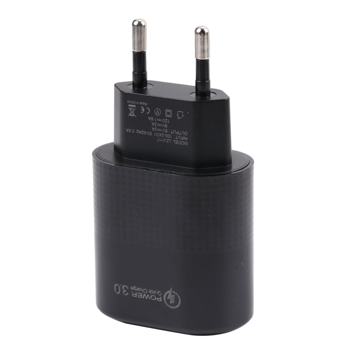 LZ-2117 18W QC3.0 3.1A USB Fast Charger, EU Plug(Black) - USB Charger by buy2fix | Online Shopping UK | buy2fix