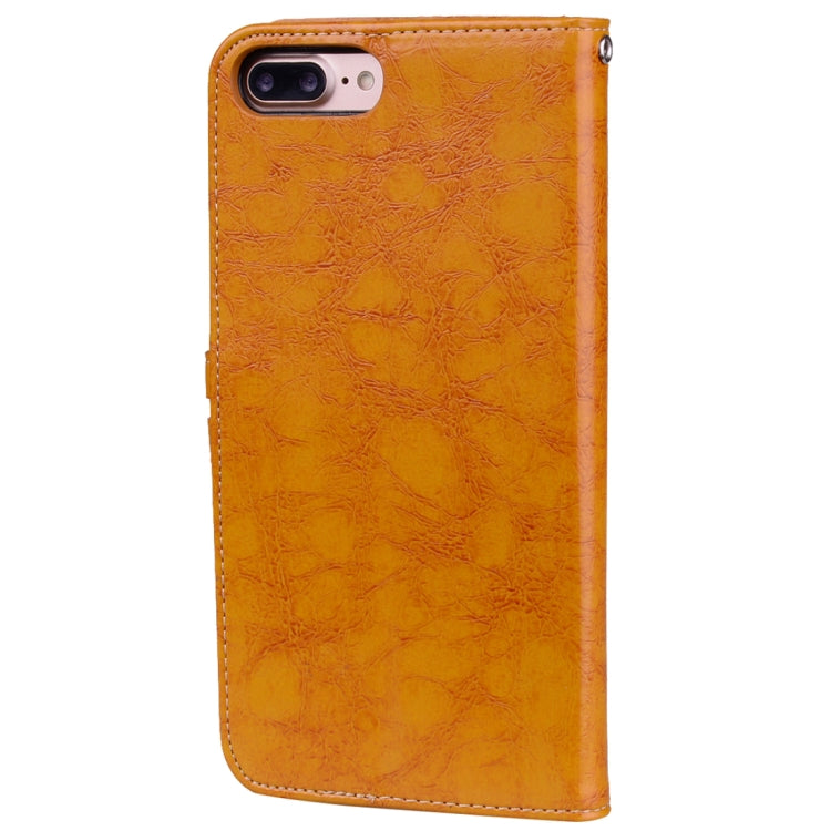 For iPhone 8 Plus & 7 Plus Business Style Oil Wax Texture Horizontal Flip Leather Case with Holder & Card Slots & Wallet (Yellow) - More iPhone Cases by buy2fix | Online Shopping UK | buy2fix