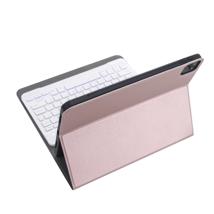 A11BS Ultra-thin ABS Detachable Bluetooth Keyboard Tablet Case with Backlight & Pen Slot & Holder for iPad Pro 11 inch 2021 (Rose Gold) - For iPad Pro by buy2fix | Online Shopping UK | buy2fix