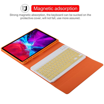 TG11B Detachable Bluetooth Yellow Keyboard + Microfiber Leather Tablet Case for iPad Pro 11 inch (2020), with Pen Slot & Holder (Orange) - For iPad Pro by buy2fix | Online Shopping UK | buy2fix