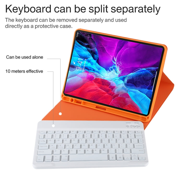 TG11BS Detachable Bluetooth White Keyboard Microfiber Leather Tablet Case for iPad Pro 11 inch (2020), with Backlight & Pen Slot & Holder (Orange) - For iPad Pro by buy2fix | Online Shopping UK | buy2fix