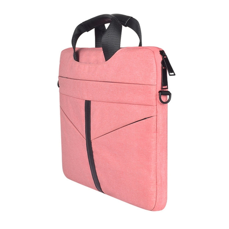 13.3 inch Breathable Wear-resistant Fashion Business Shoulder Handheld Zipper Laptop Bag with Shoulder Strap (Pink) - 13.3 inch by buy2fix | Online Shopping UK | buy2fix