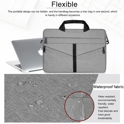 13.3 inch Breathable Wear-resistant Fashion Business Shoulder Handheld Zipper Laptop Bag with Shoulder Strap (Light Grey) - 13.3 inch by buy2fix | Online Shopping UK | buy2fix