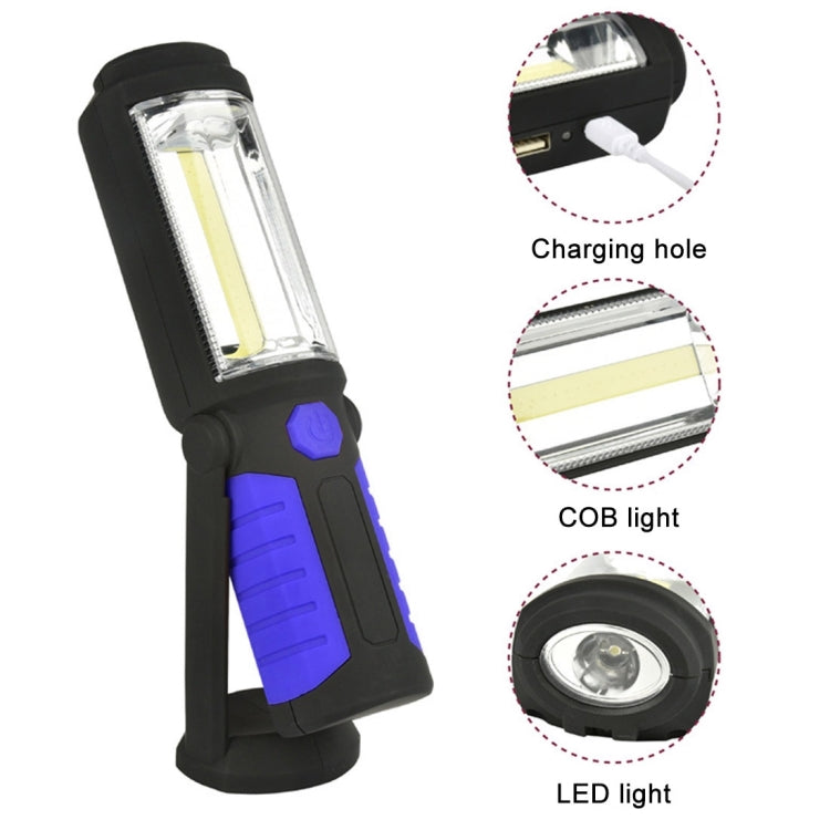 PR5W-1 5W COB+1W F8 IP43 Waterproof White Light LED Torch Work Light , 400 LM Multi-function USB Charging Portable Emergency Work Stand Light with Magnetic & 360 Degrees Swivel Hook(Blue) - LED Flashlight by buy2fix | Online Shopping UK | buy2fix