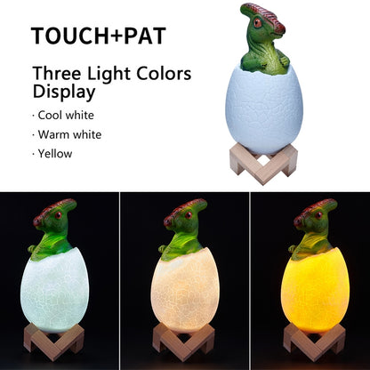 Parasaurolophus Shape Creative Touch 3D Decorative Night Light, 3-color Patting Version - Night Lights by buy2fix | Online Shopping UK | buy2fix