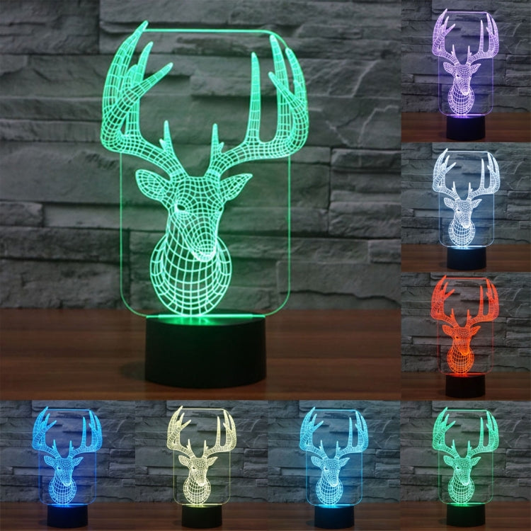 Elaphurus Davidianus Style 3D Touch Switch Control LED Light , 7 Color Discoloration Creative Visual Stereo Lamp Desk Lamp Night Light - Novelty Lighting by buy2fix | Online Shopping UK | buy2fix