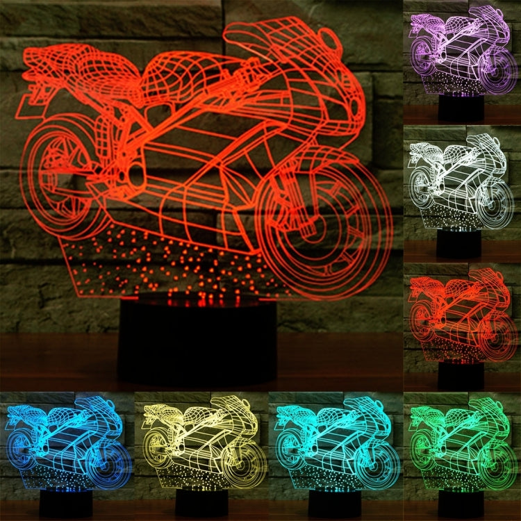 Motorcycle Shape 3D Touch Switch Control LED Light , 7 Colour Discoloration Creative Visual Stereo Lamp Desk Lamp Night Light - Novelty Lighting by buy2fix | Online Shopping UK | buy2fix